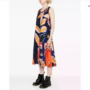 R13 Painterly Printed Midi Dress Sz M NWT Multicolor